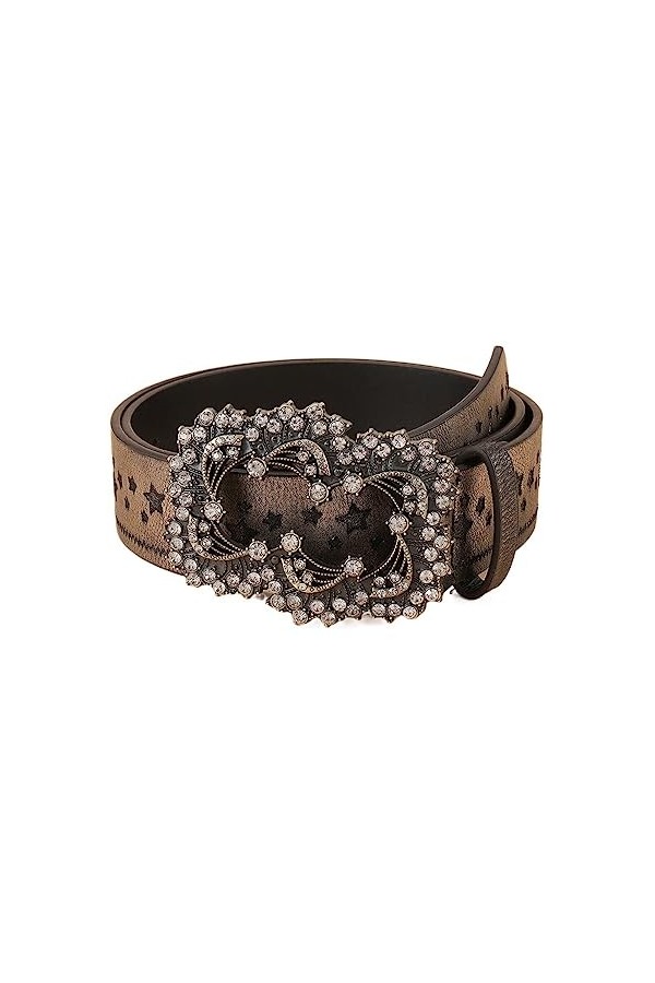 JJZXD Vintage Strass Pentagramme Gaufrage Sculpture Ceinture De Style National De Mode Personnalisée