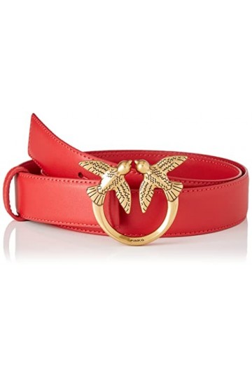 Pinko Love Berry H3 Belt Vello Set Ceinture, R41q_Rouge Grenat Antique Or, S Femme