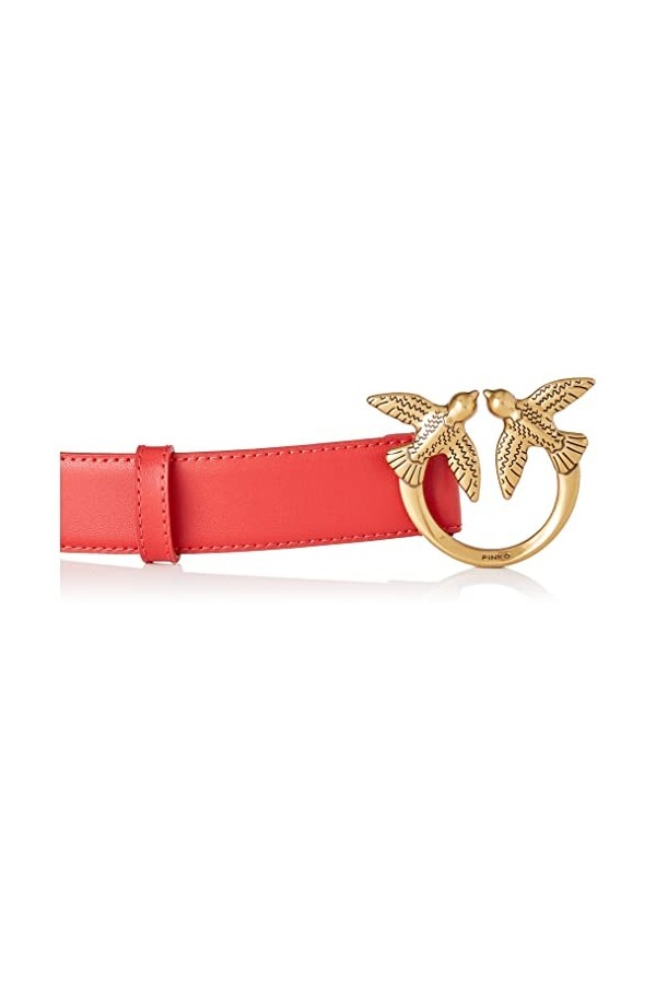 Pinko Love Berry H3 Belt Vello Set Ceinture, R41q_Rouge Grenat Antique Or, S Femme