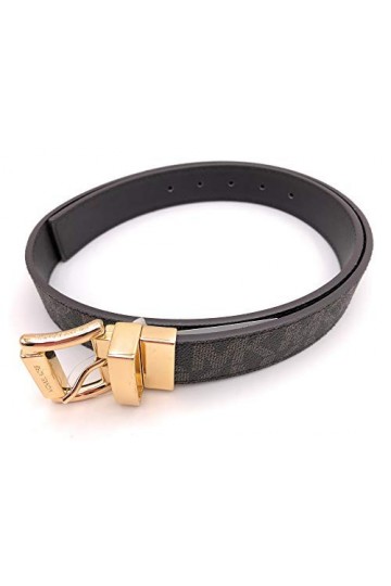 Michael Kors Brown Tan Signature Reversible Gold Leather Belt