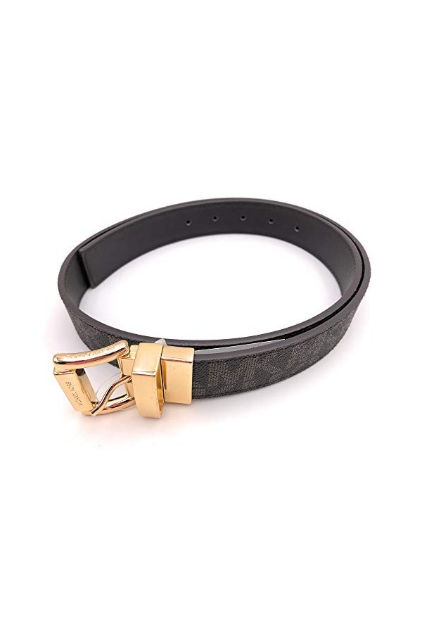 Michael Kors Brown Tan Signature Reversible Gold Leather Belt
