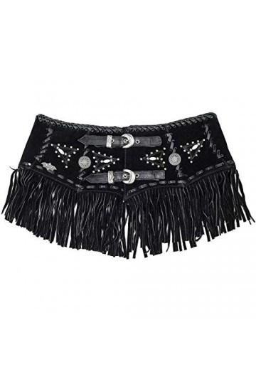 STARS & STRIPES Celia Ceinture en cuir pour femme Noir - Noir - Medium