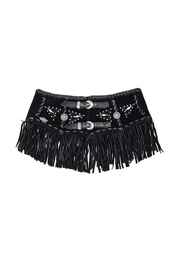 STARS & STRIPES Celia Ceinture en cuir pour femme Noir - Noir - Medium