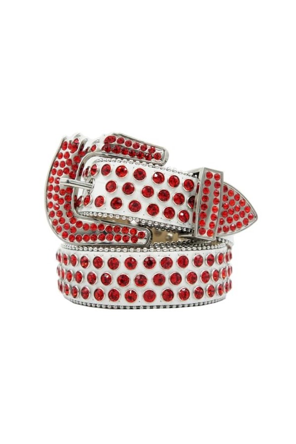 Pulcykp Ceinture en cuir avec strass, 4, 125cm- L