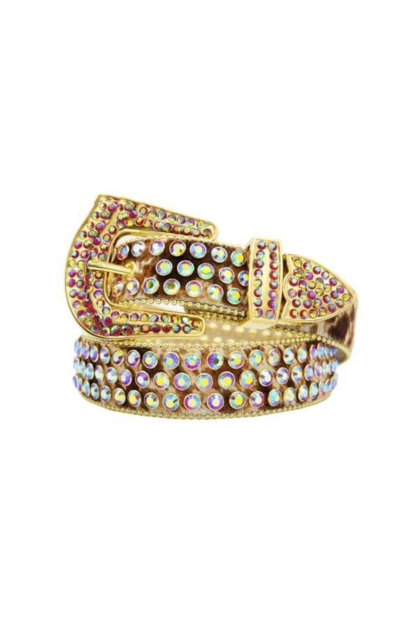 Pulcykp Ceinture en cuir avec strass, 4, 125cm- L