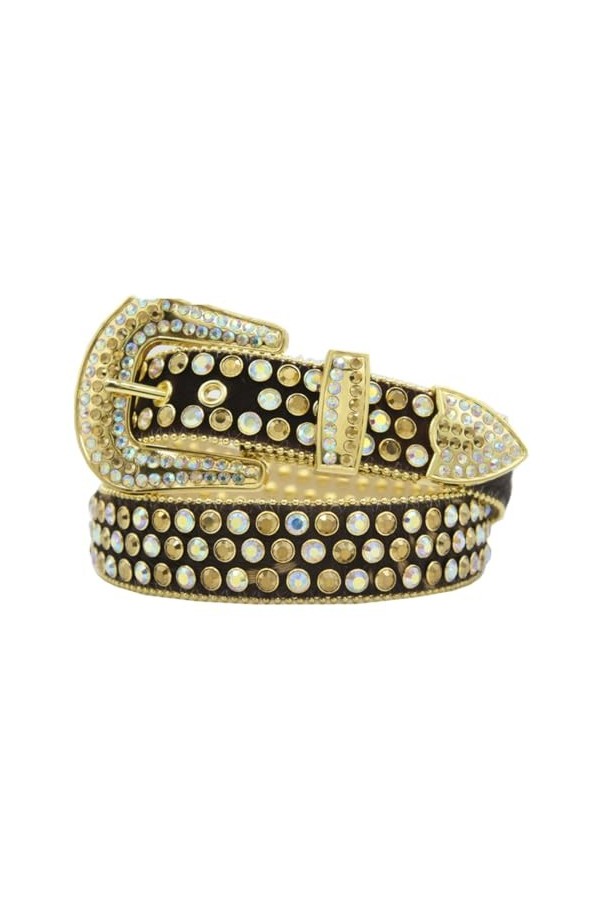 Pulcykp Ceinture en cuir avec strass, 4, 125cm- L