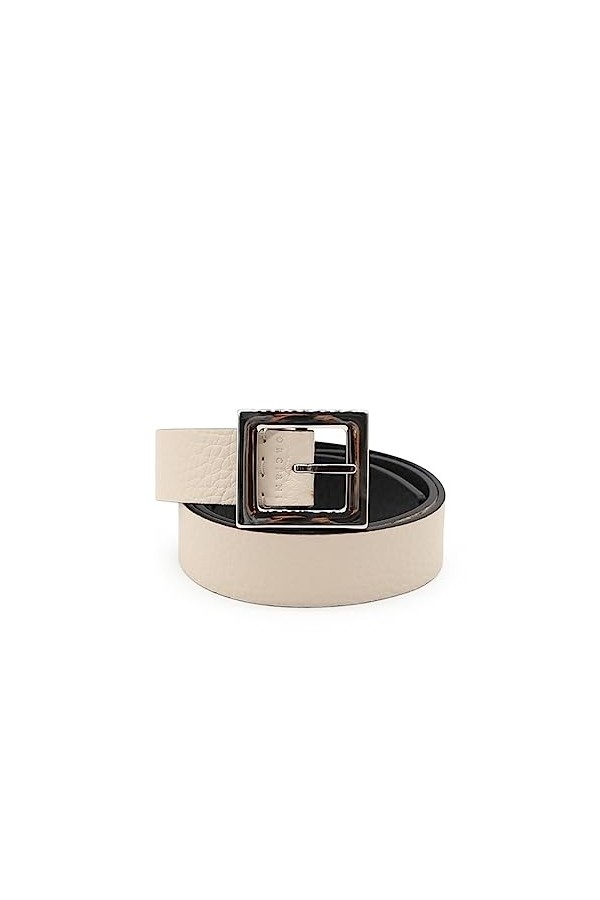 Orciani Ceinture réversible avec boucle carrée D10096SOFT IVOIRE NOIR, Blanc, 85 cm