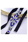 MJWDP Ceinture de Mariage Bleu Royal Strass Ceinture de mariée de mariée Formelle de la Mode Satin de mariée Ceinture de mari