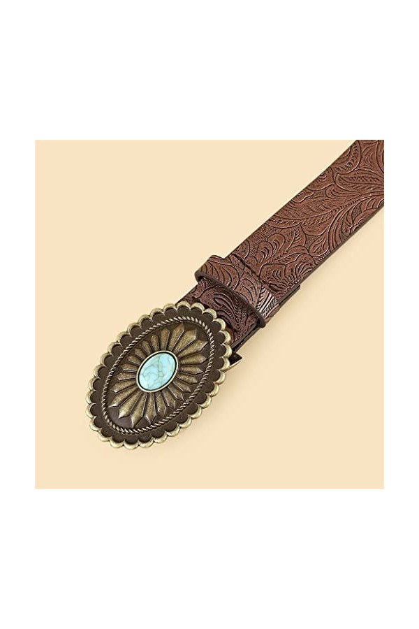 CZDYUF Ceinture Marron décorative Femme bohème rétro 100 jumelée à Une Ceinture en Jean