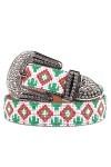 Ceinture à perles pour homme et femme - Sangle vintage - Large boucle - Strass - Ceintures de cowgirl