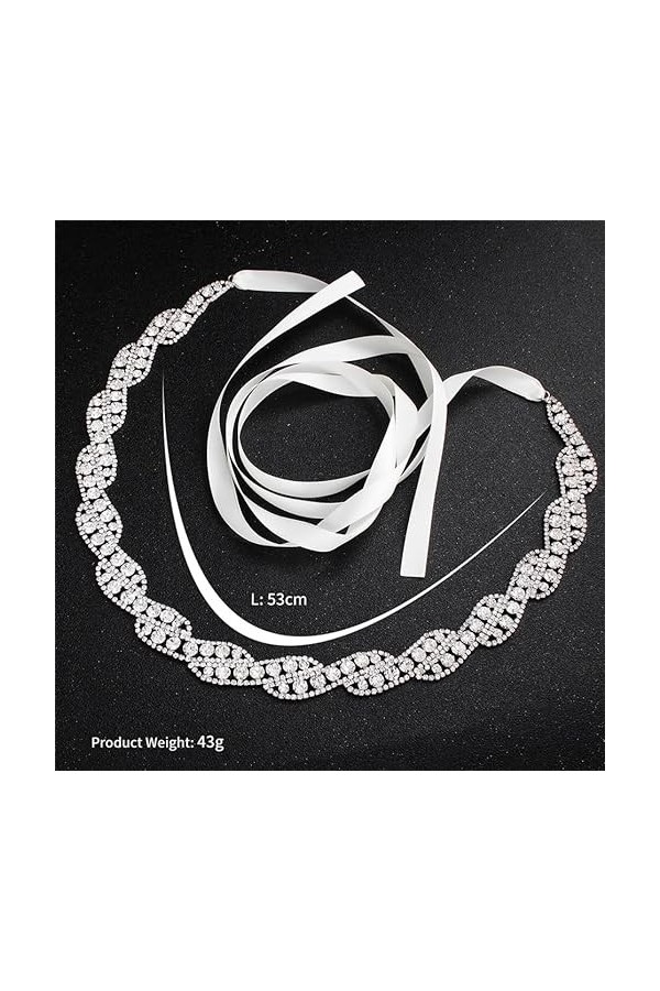 JJZXD Strass Ceinture de mariée Robe de mariée Accessoires Cristal Ceintures Ceintures Ruban mariée Bal Demoiselle dhonneur 
