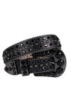 Ceinture en strass de luxe avec boucle en diamant pour homme et femme Noir