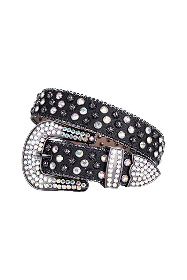 Ceintures en cuir avec strass cloutés en cristal pour accessoires de jean