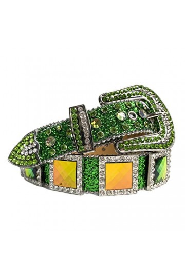 Ceintures à strass pour femme - Sangle en diamant - Cowgirl - Avec broche en cristal - Large boucle cloutée - Pour homme