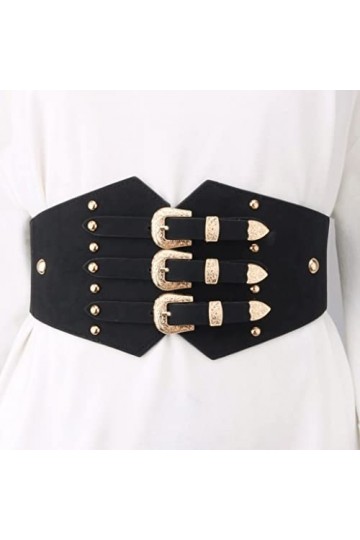 DLOETT en Dehors de la Ceinture Femme avec Jupe Chemise décoration Mme des centaines de Ceinture élastique Bundle Noir Large 