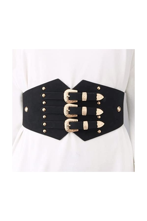 DLOETT en Dehors de la Ceinture Femme avec Jupe Chemise décoration Mme des centaines de Ceinture élastique Bundle Noir Large 