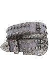 Fashion Strap Diamond Belt Western Crystal Clouté Ceinture Cowgirl Cowboy Strass Ceinture Pour Femmes Hommes, Crâne 14,105cm