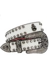 Fashion Strap Diamond Belt Western Crystal Clouté Ceinture Cowgirl Cowboy Strass Ceinture Pour Femmes Hommes, Crâne 14,105cm