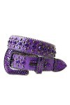 Punk Rock Ceinture Femme Lettre Strass Boucle Brillante Ceinture Garniture Cuir Vintage Ceinture Denim Homme,33,115cm