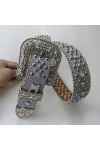 Punk Rock Ceinture Femme Lettre Strass Boucle Brillante Ceinture Garniture Cuir Vintage Ceinture Denim Homme,33,115cm