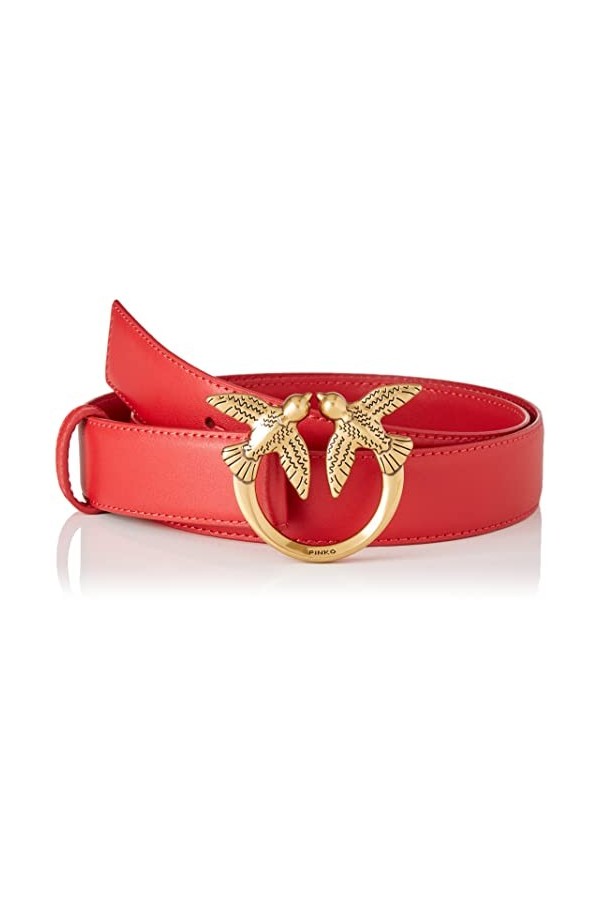 Pinko Love Berry H3 Belt Vello Set Ceinture, R41q_Rouge Grenat Antique Or, S Femme