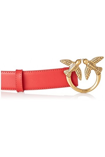 Pinko Love Berry H3 Belt Vello Set Ceinture, R41q_Rouge Grenat Antique Or, S Femme