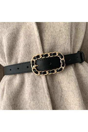 Ligique Ceinture tout match Tempéramament Femme Tempéramment Retro Noir Jupe décorative Noix Jacket Casual Pantalon Ceinture 