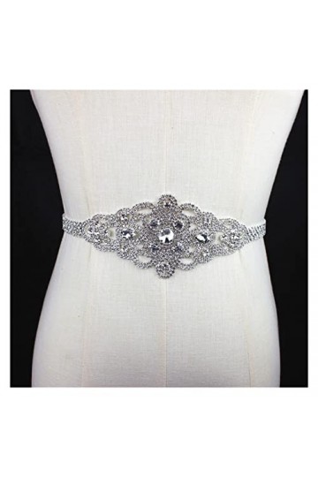 Large Ceinture élastique, Ceinture de mariée en Argent Faite à la Main avec Strass pour Les Robes de soirée, décoration de Ma