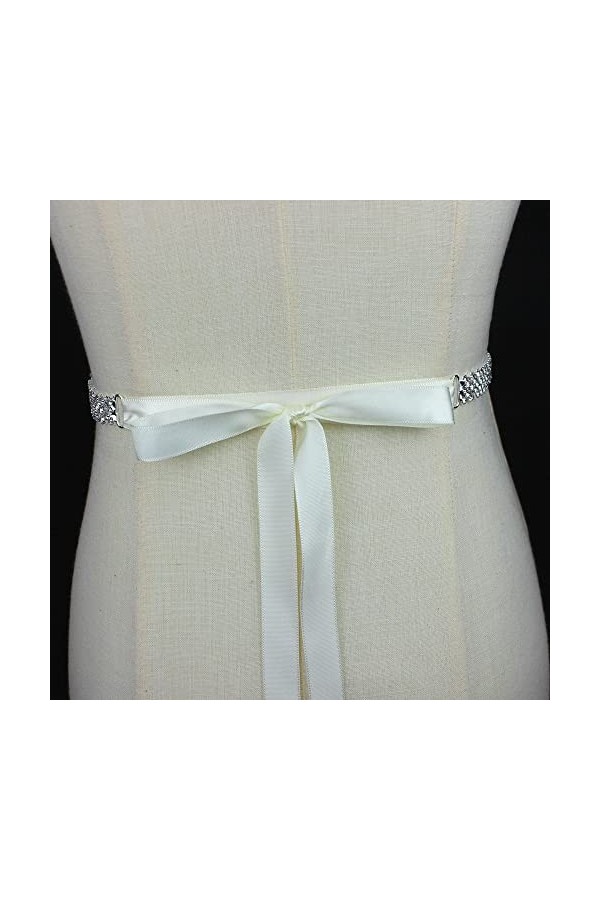 Large Ceinture élastique, Ceinture de mariée en Argent Faite à la Main avec Strass pour Les Robes de soirée, décoration de Ma