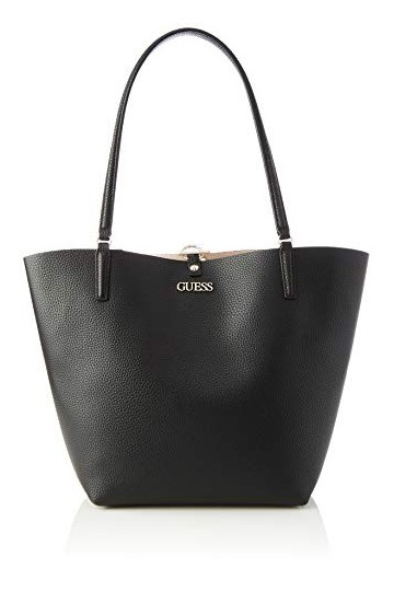 Guess Alby Toggle Tote, Sacs Satchel Femme, Black/Stone, Taille Unique