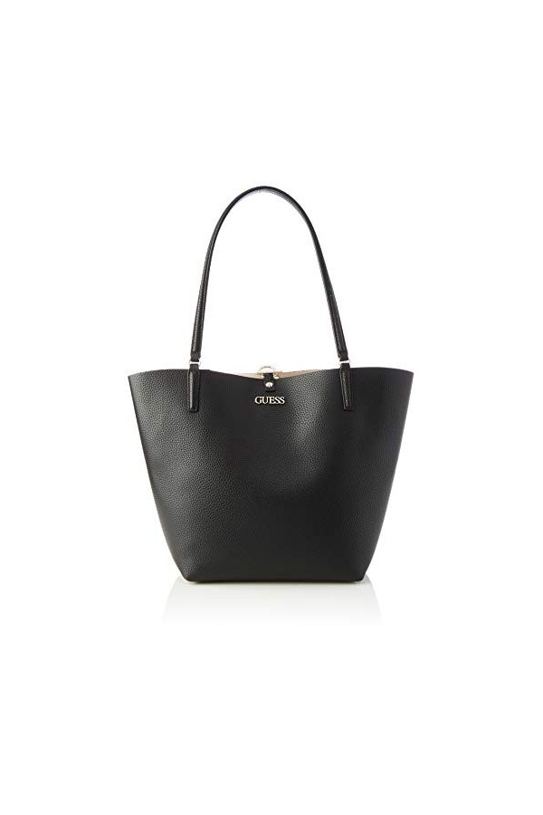 Guess Alby Toggle Tote, Sacs Satchel Femme, Black/Stone, Taille Unique
