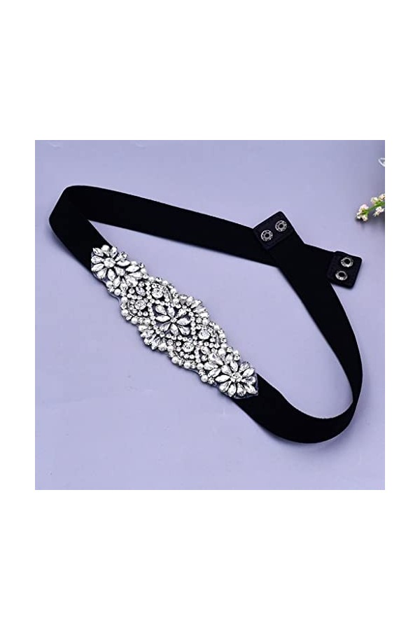 LEIGE Ceinture brillante étincelle des élastiques ceinture en strass for femmes habiller la courroie de la courbe de mariée c
