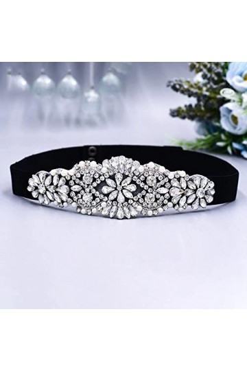 LEIGE Ceinture brillante étincelle des élastiques ceinture en strass for femmes habiller la courroie de la courbe de mariée c