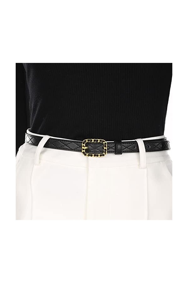 LEPSJGC Décoration de Style des Femmes de la Ceinture avec Une Jupe Simple Version coréenne All-Match Jeans à Plaid avec Cein