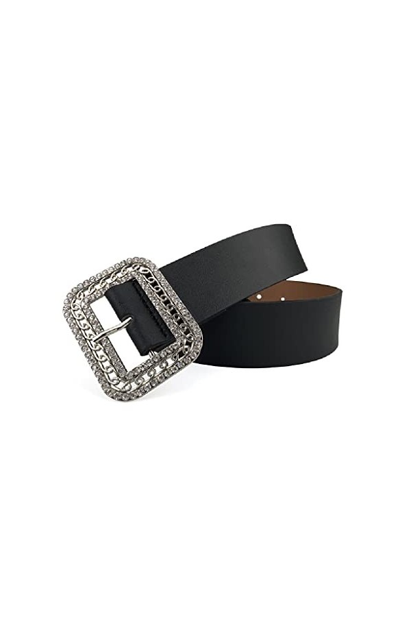 GRETD Ceinture for femmes Puce Robe polyvalente en cuir Jeans ceinture de ceinture for femme Color : Silver, Size : 95CM 