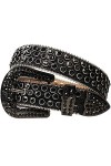 Ceinture en strass style punk Hot Girl avec boucle en cuir PU véritable 3,8 cm de largeur, Argent-rouge1, 28-30W
