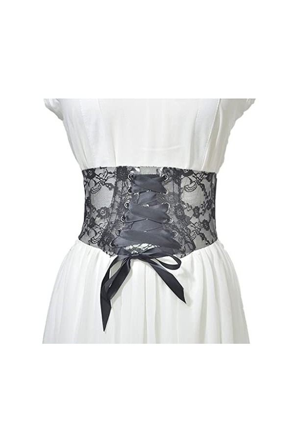 LHLLHL Femme en Dentelle vers la Courroie élastique élastique Large Bande de la Ceinture de la Ceinture de la Taille de la Ta