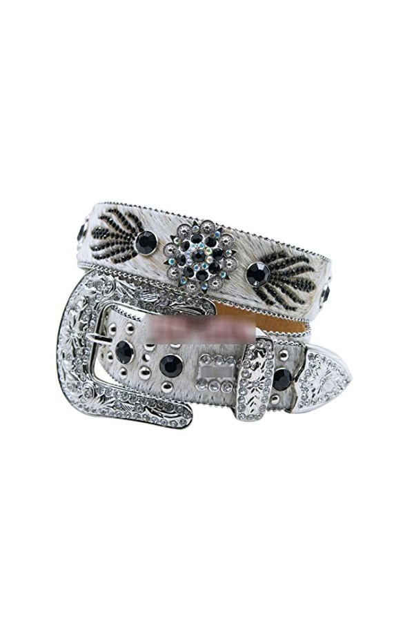 Mkjuuior Unisexe Fille Diamant Ceintures en Cuir Femmes Ceinture Artificielle Diamant Sangle Ceinture