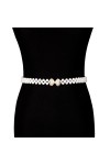TJLSS Ceinture élastique pour Femme Blanche Perle Cristal crevette chaîne de Ceinture Boucle féminin Filles Pull Robe fête C
