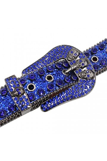 Fashion Strap Diamond Belt Western Crystal Clouté Ceinture Cowgirl Cowboy Strass Ceinture Pour Femmes Hommes, Crâne 14,105cm