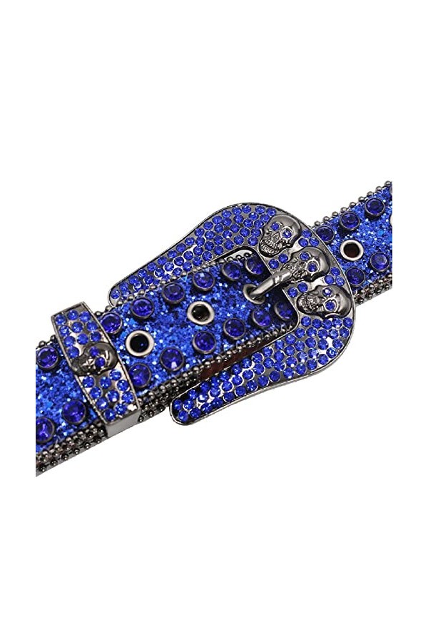 Fashion Strap Diamond Belt Western Crystal Clouté Ceinture Cowgirl Cowboy Strass Ceinture Pour Femmes Hommes, Crâne 14,105cm