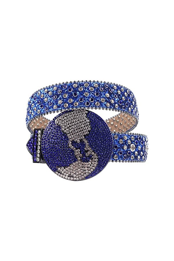 Ceinture Strass Dorée Sangle Boucle Western Ceintures Cloutées Diamants Cowgirl Cowboy Jeans Gold 42 inch