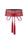ZYING Ceinture tissée Tunique en Soie pour Femme Robe Longue Accessoires Ceinture Rouge Paisley Rose de Style Chinois Color 
