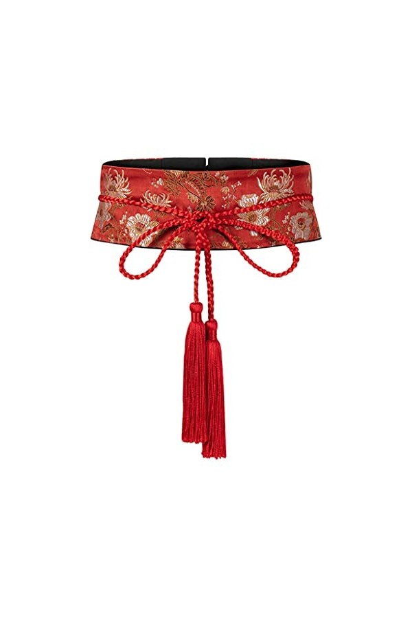 ZYING Ceinture élastique à Glands brodés Concubine élégante rétro All-Match pour Dames Robe décorative à la Taille Taille Lar