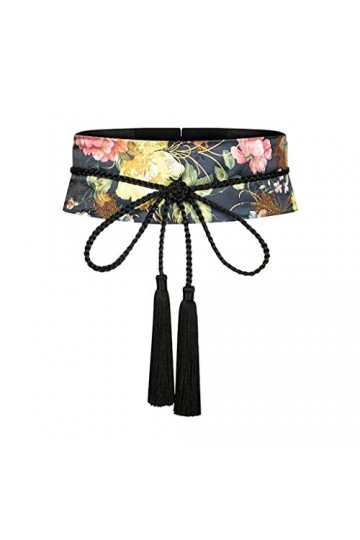 ZYING La décoration de vêtements élégante à Fleurs Bleu foncé Tout Allumette est Fine, Glands Faits à la Main, Ceinture éléga