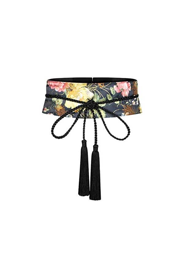 ZYING La décoration de vêtements élégante à Fleurs Bleu foncé Tout Allumette est Fine, Glands Faits à la Main, Ceinture éléga