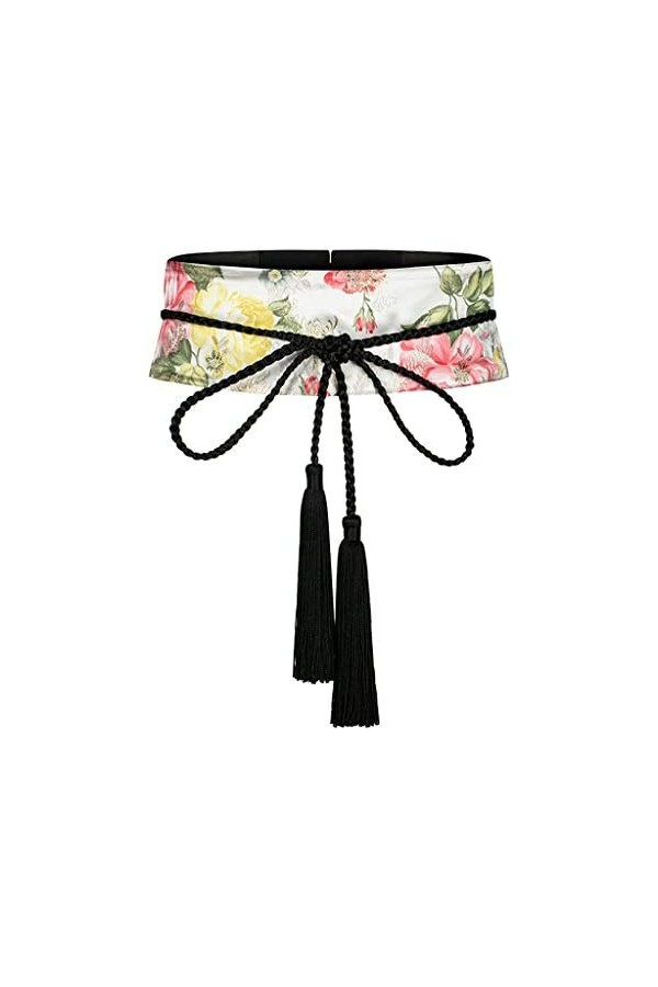 ZYING Fil dor de Style Chinois Blanc tissé Sauvage et Mince, Ceinture tissée à la Main Ceinture décorative à Boucle Unique e