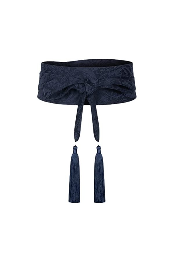 ZYING Rétro Tibétain Bleu Style Chinois Glands Réglable Ceinture Double Cercle Robe Polyvalente Ceinture Décorative Universel