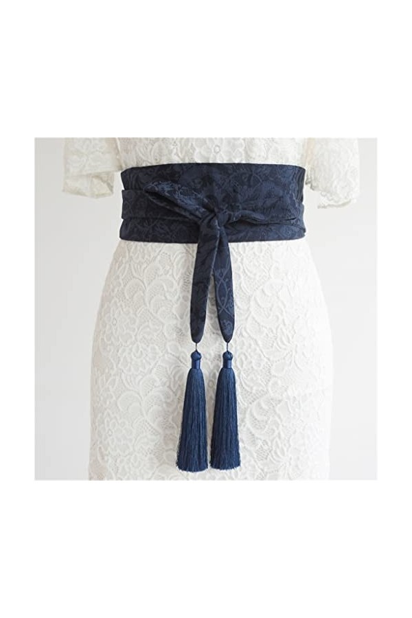 ZYING Rétro Tibétain Bleu Style Chinois Glands Réglable Ceinture Double Cercle Robe Polyvalente Ceinture Décorative Universel