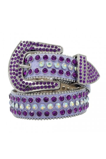 Pulcykp Ceinture western unisexe cloutée en jean vintage bling cowgirl cowboy, violet, XL-130cm